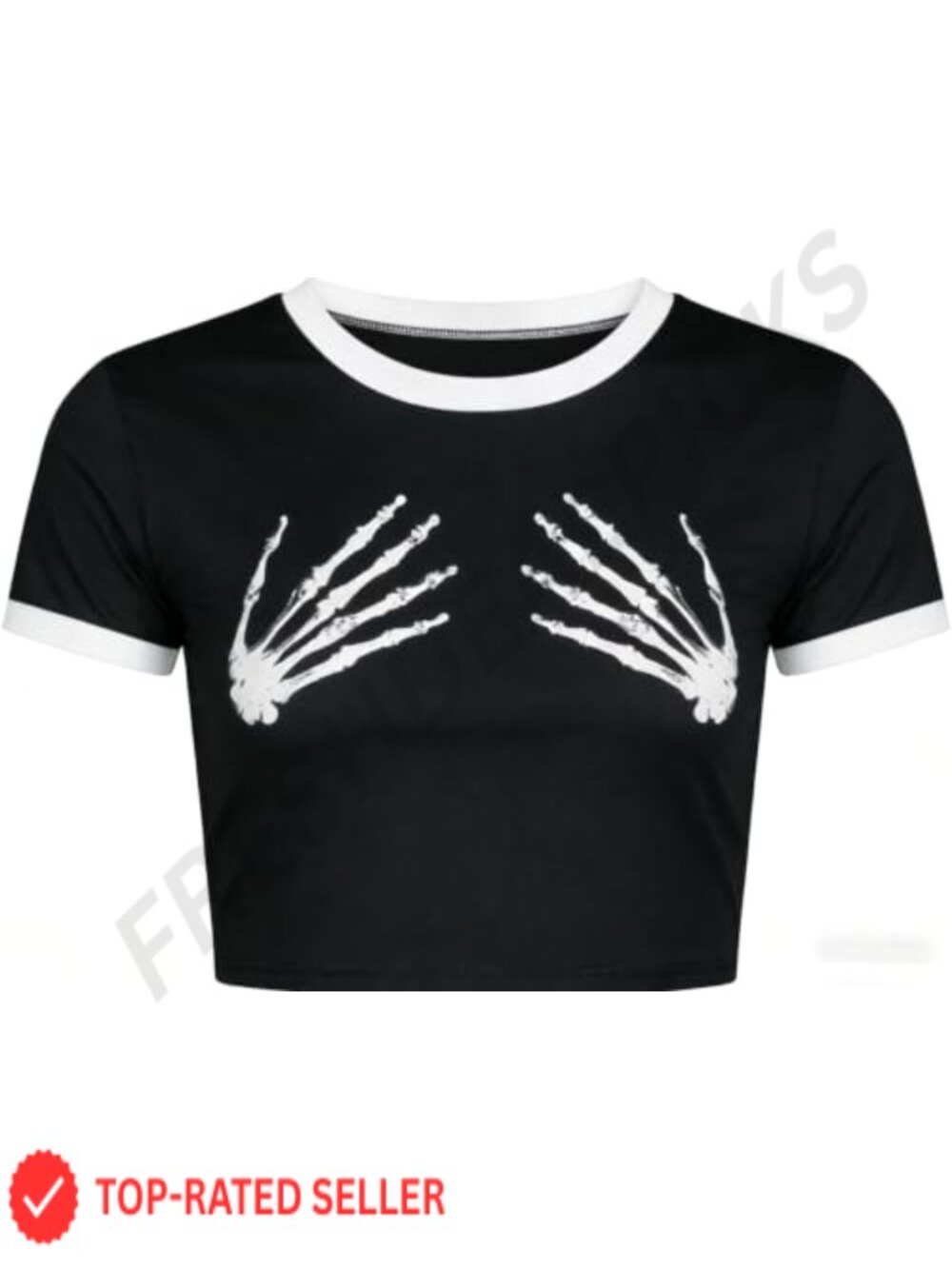 Womens Graphic Crop Top Short Sleeve Gothic Punk Emo Grunge Halloween